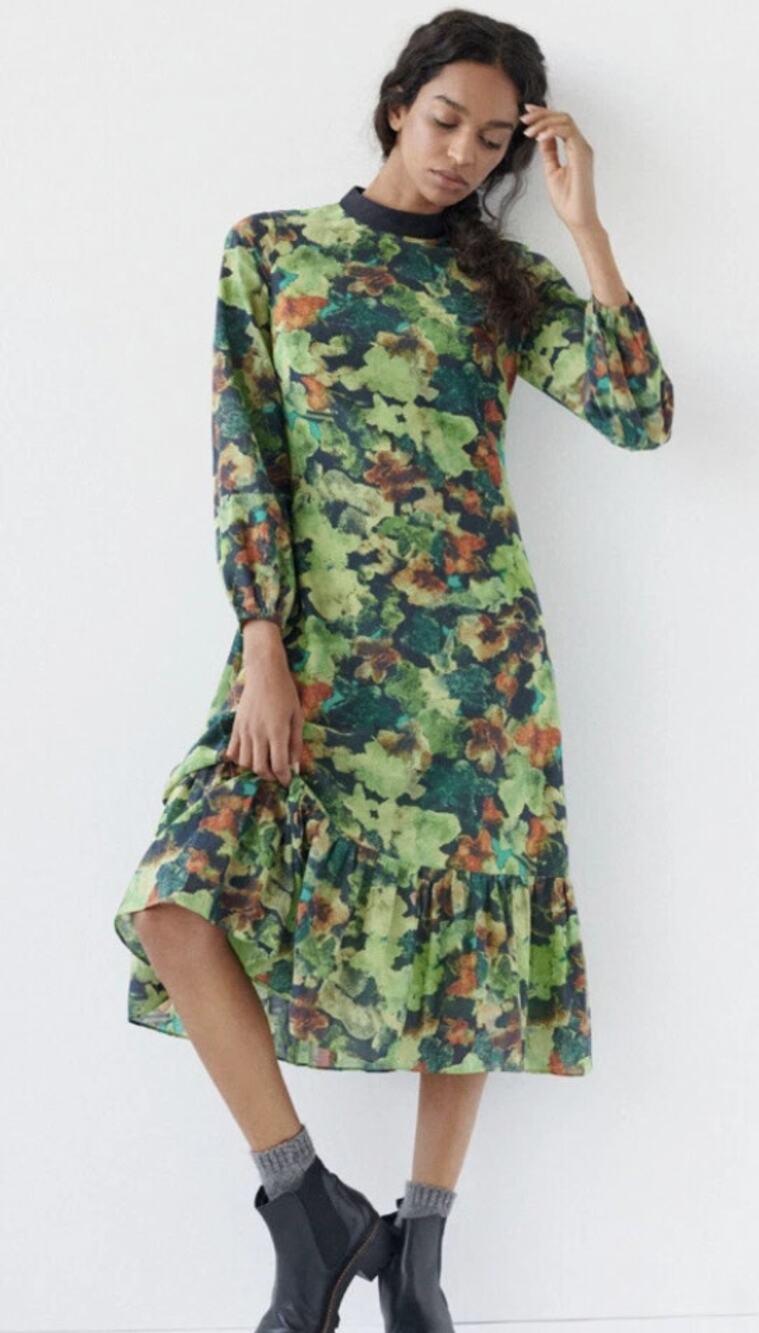 Samant Chahaun For Anthropologie Watercolor Long Sleeve Maxi Dress. Xlarge